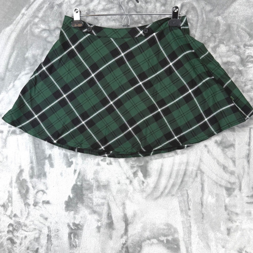 Royal Bones Y2K Daang Goodman Green Plaid Mini Skirt Punk Goth Skater Womens M
